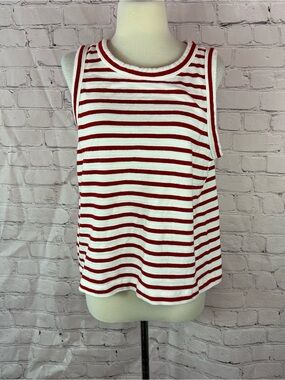 LOFT Red Striped Tank Top petite XLp nautical preppy beach inventive layering